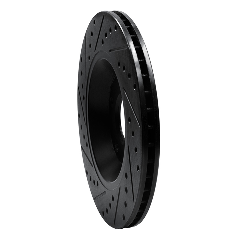 Audi S4 Brake Rotor (1) - Rear Right - R1 Concepts - Drilled & Slotted - Black - `04-`09